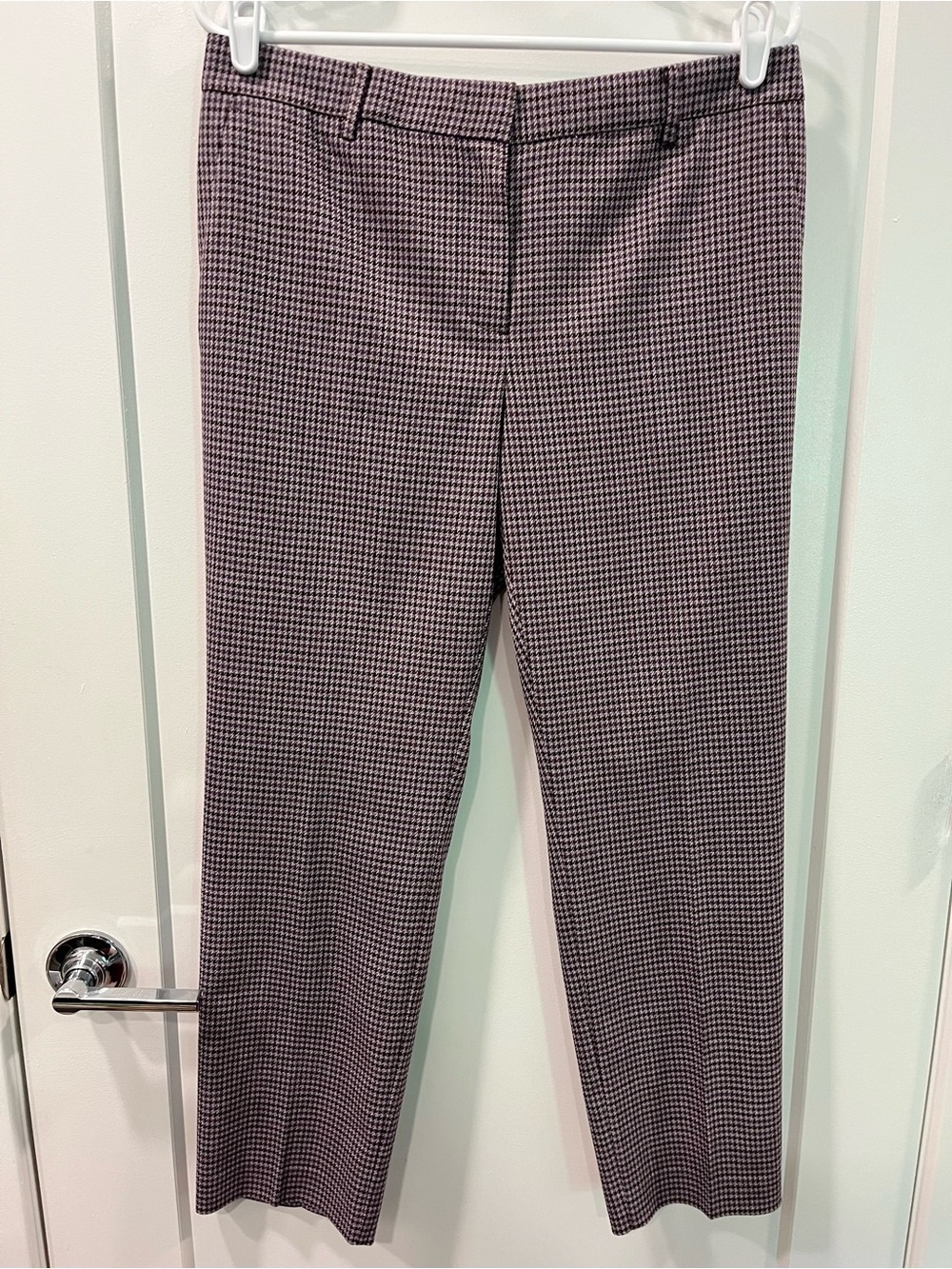 Ann Taylor Purple Houndstooth Ankle Pants NWT